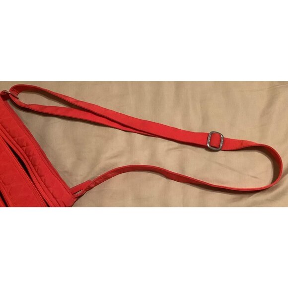Vera Bradley Red Quilted Crossbody Bag With Adjustable Strap & Multiple Zipper P - Picture 16 of 16